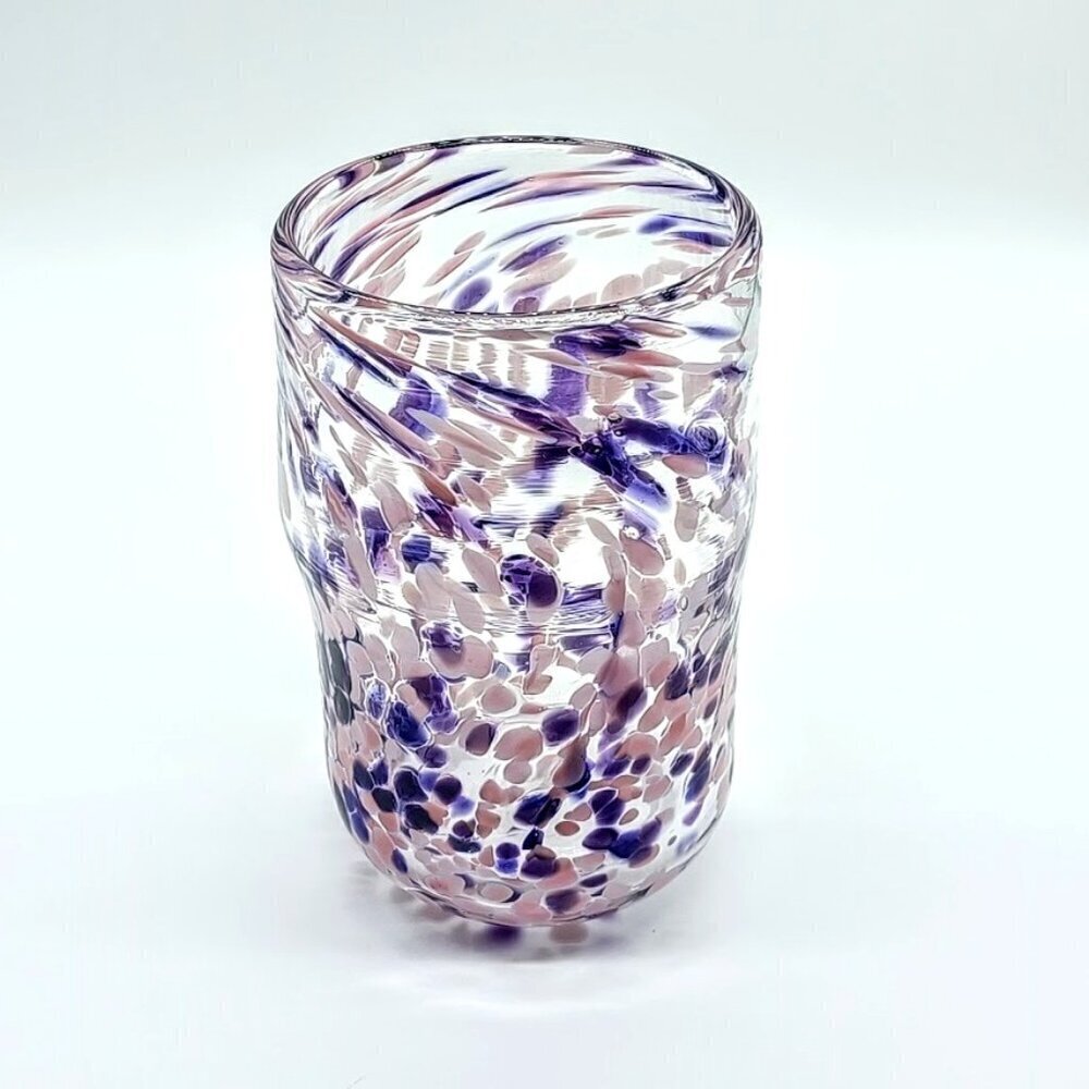 Handblown Pink Purple Confetti Glass Vase